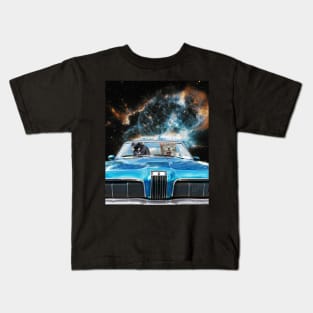 Space Galaxy Cats Driving Cat Car Kids T-Shirt